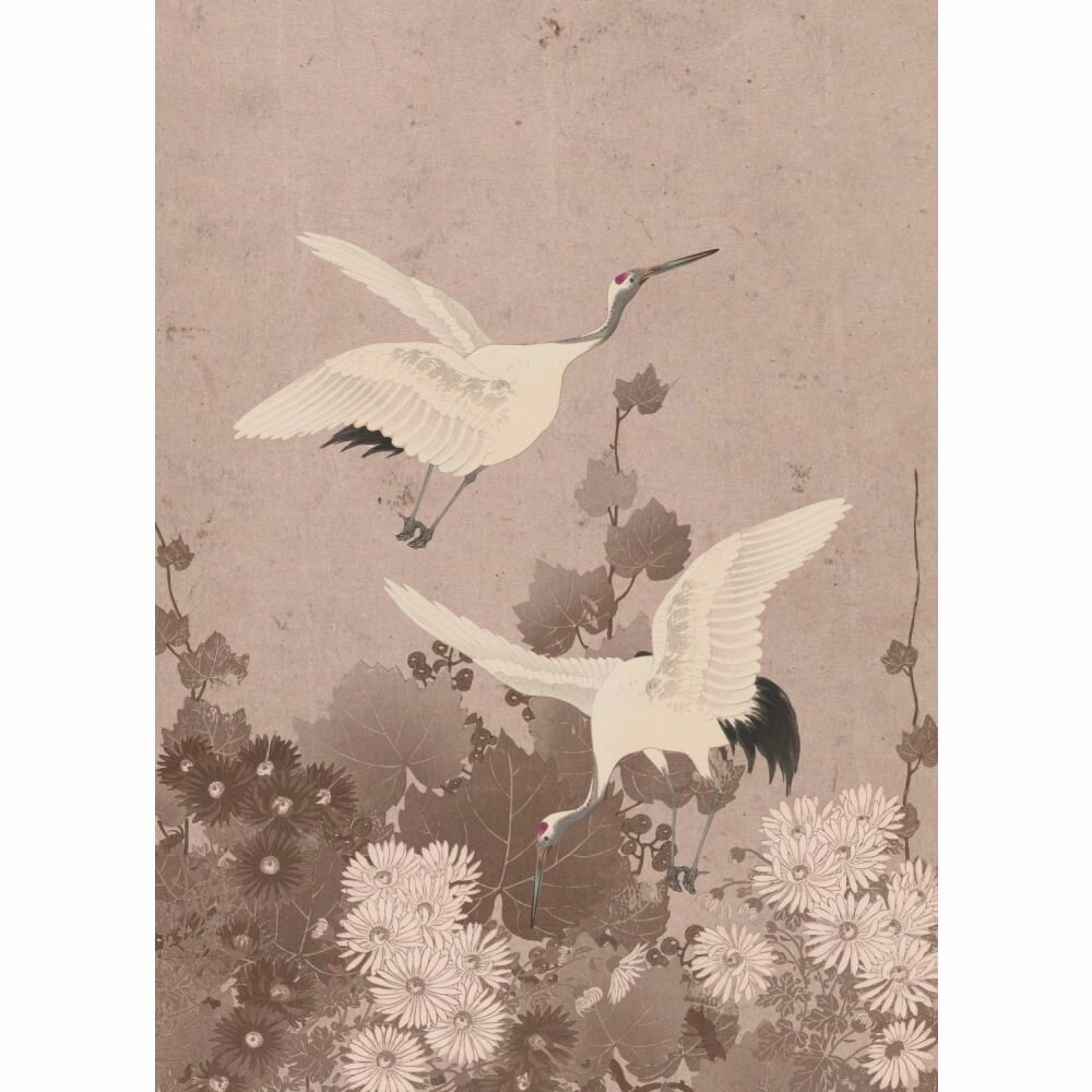 Esta Home| Flying Cranes Grey Pink 158946 (Free Glue Included)