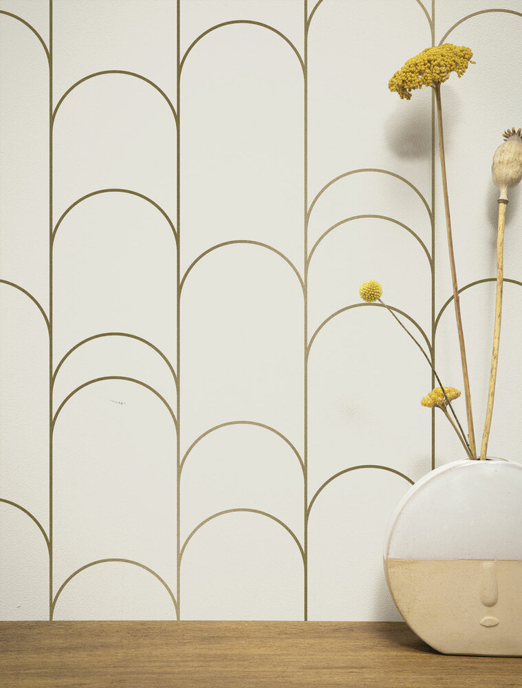 KEK Golden Lines wallpaper off-white/gold (2 sheets) MW-067 (Free Glue Included!)