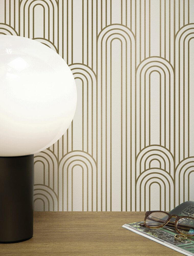 KEK Golden Lines wallpaper off-white/gold (2 sheets) MW-087 (Free Glue Included!)