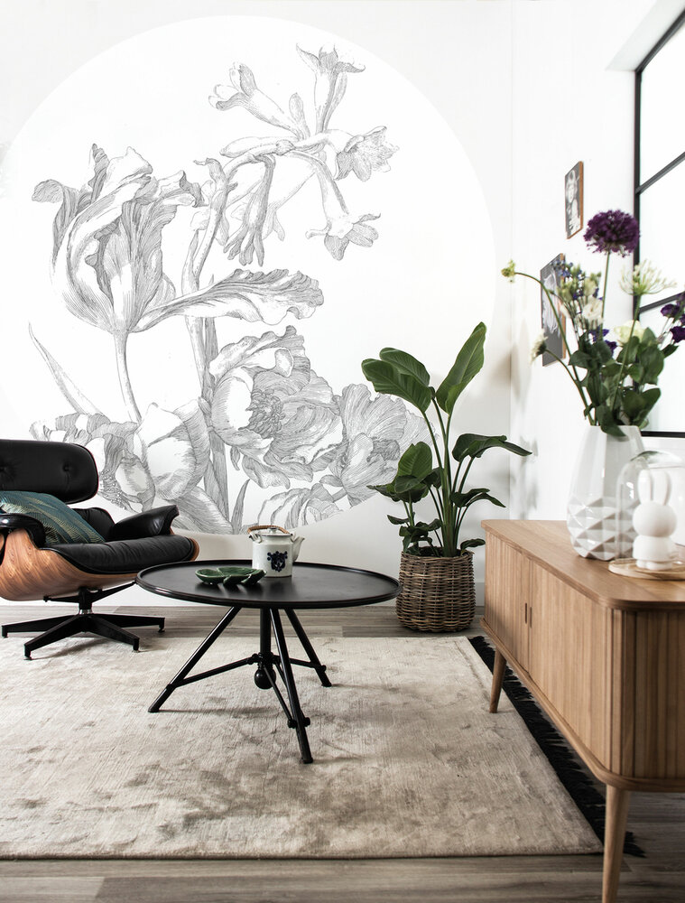 KEK Wallpaper Circle XL Engraved flowers BC-059 (Free Glue Included!)