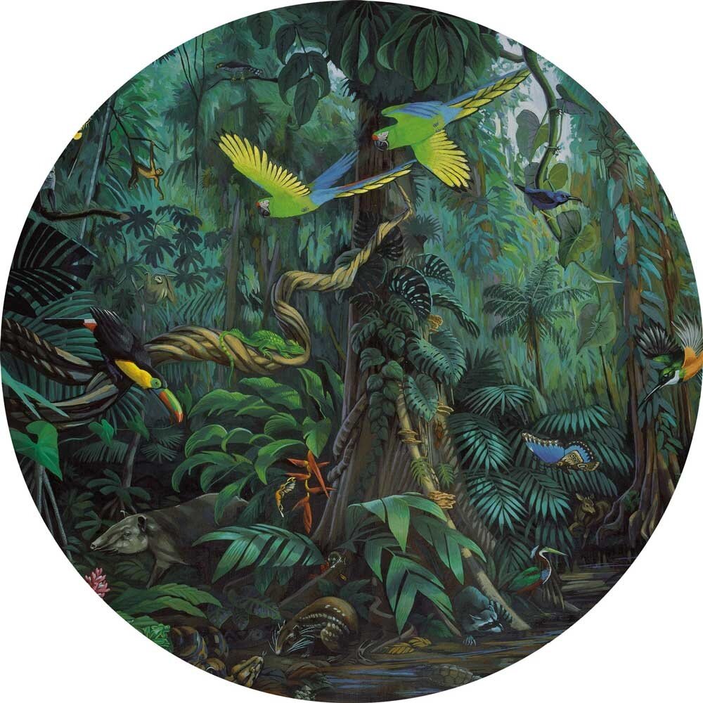 KEK Wallpaper Circle Small Tropical landscape green SC-022 (Free Glue Included!)