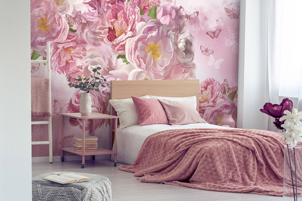 Roze Bloemen Fotobehang 15171