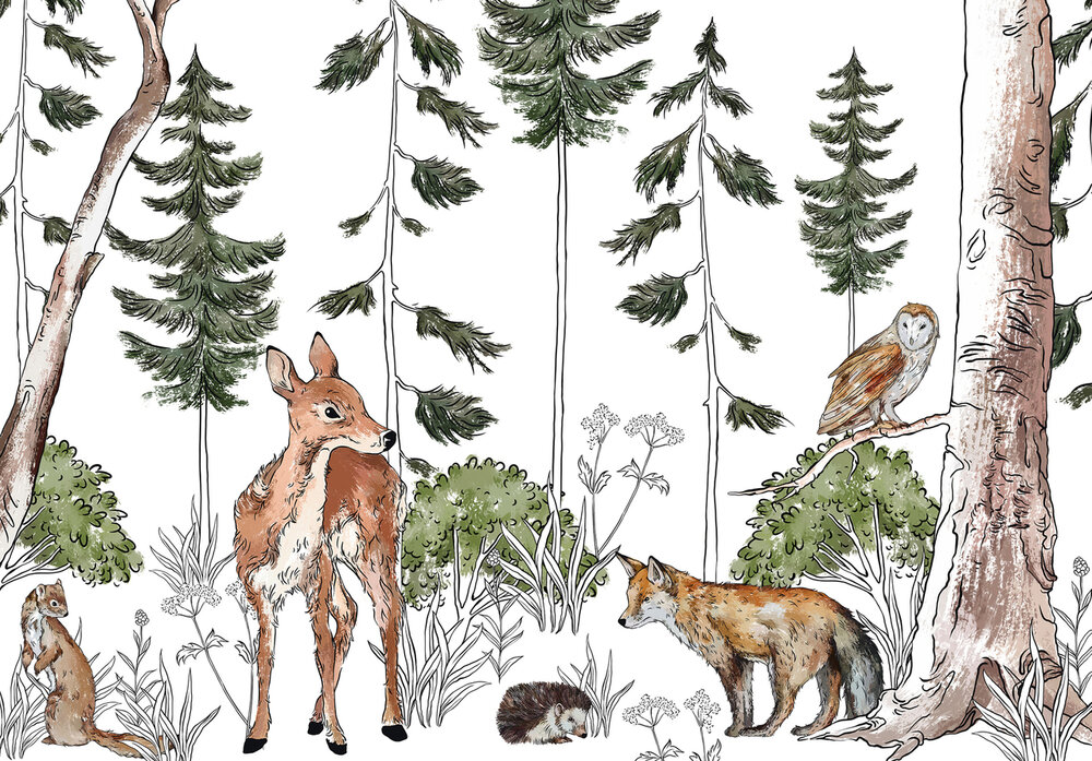 Dieren in het bos Fotobehang 14986