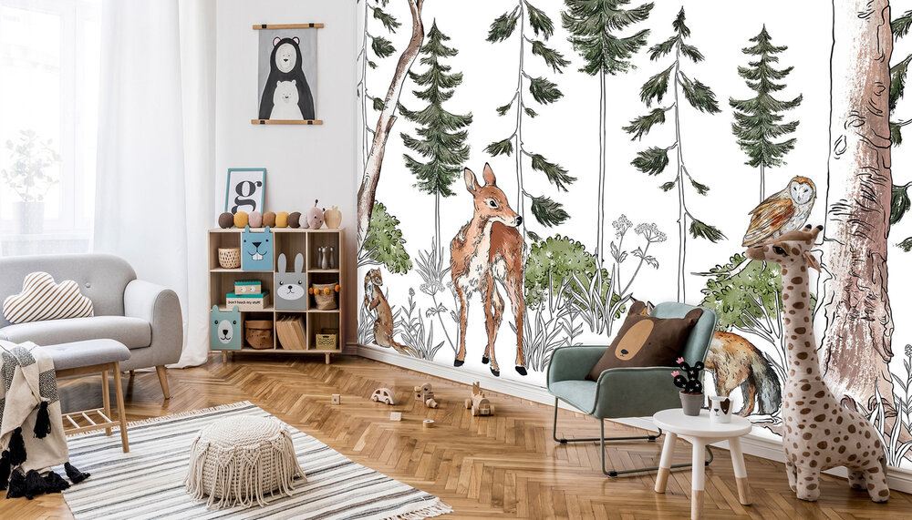 Dieren in het bos Fotobehang 14986