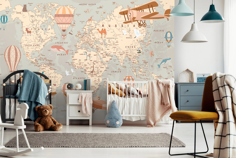 Vintage Wereldkaart Fotobehang 14038