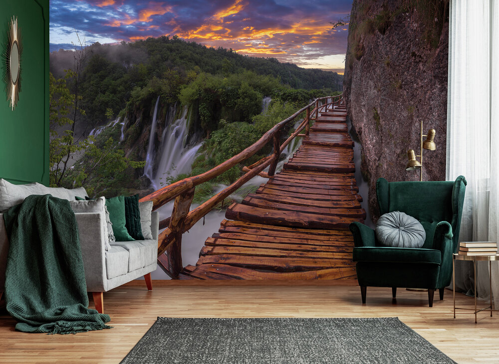 Walkway Waterfall Photo Wall Mural 11765P8