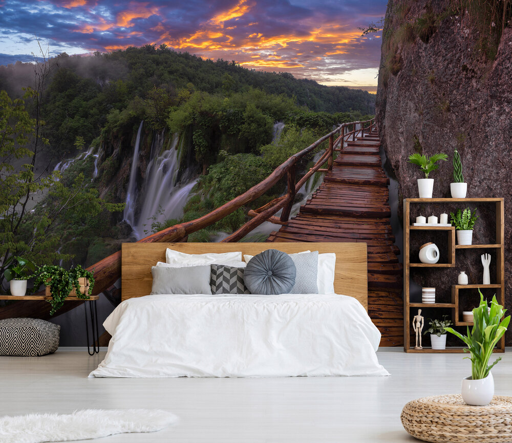 Walkway Waterfall Photo Wall Mural 11765P8