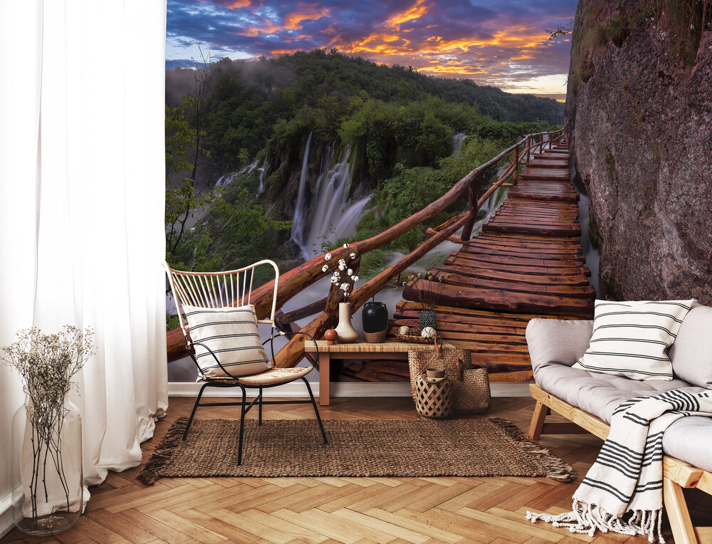 Walkway Waterfall Photo Wall Mural 11765P8