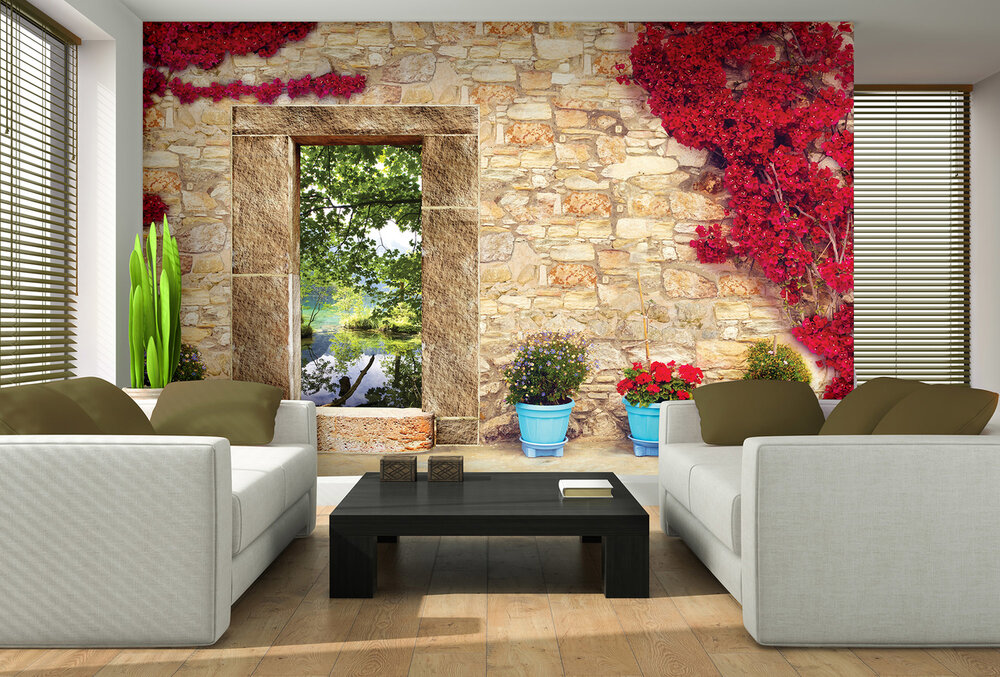 Flowers Stone Photo Wall Mural 10503P8