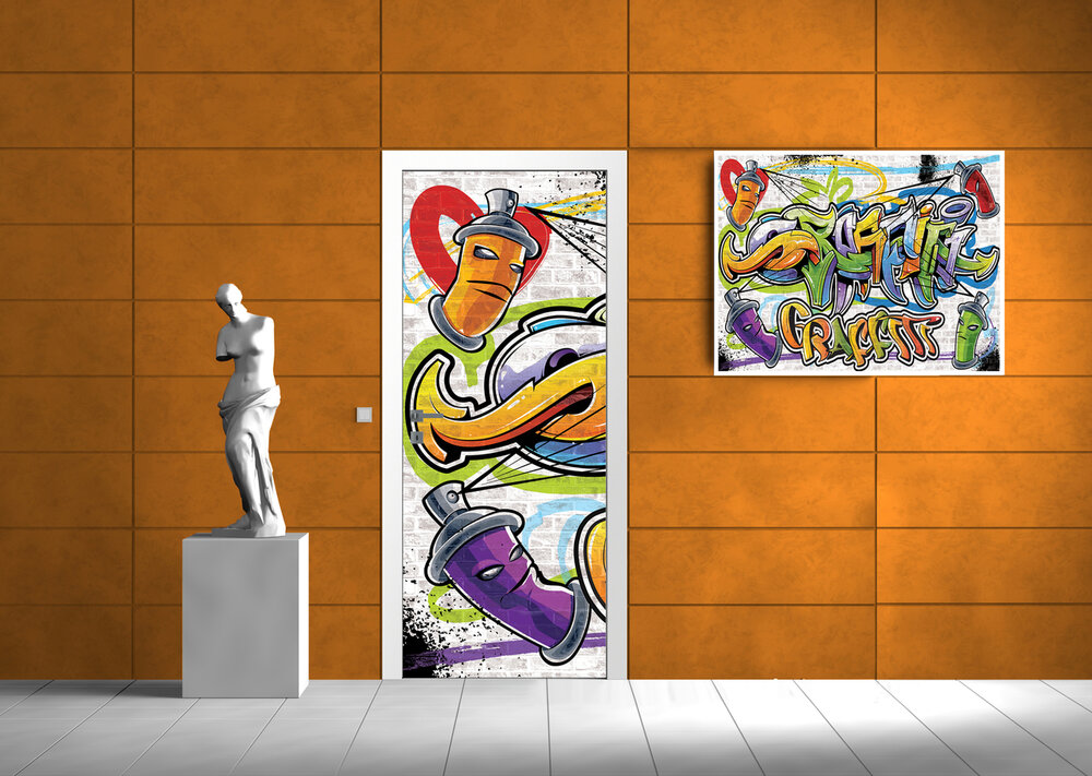 Colourful Graffiti Door Mural Photo Wallpaper 1399VET