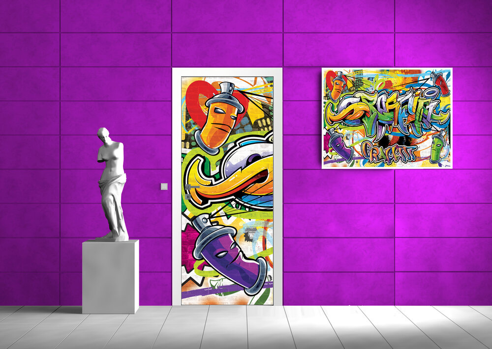 Colourful Graffiti Door Mural Photo Wallpaper 1400VET
