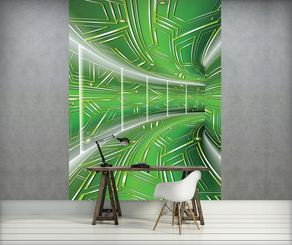 Green Corridor Photo Wall Mural 10074VEA