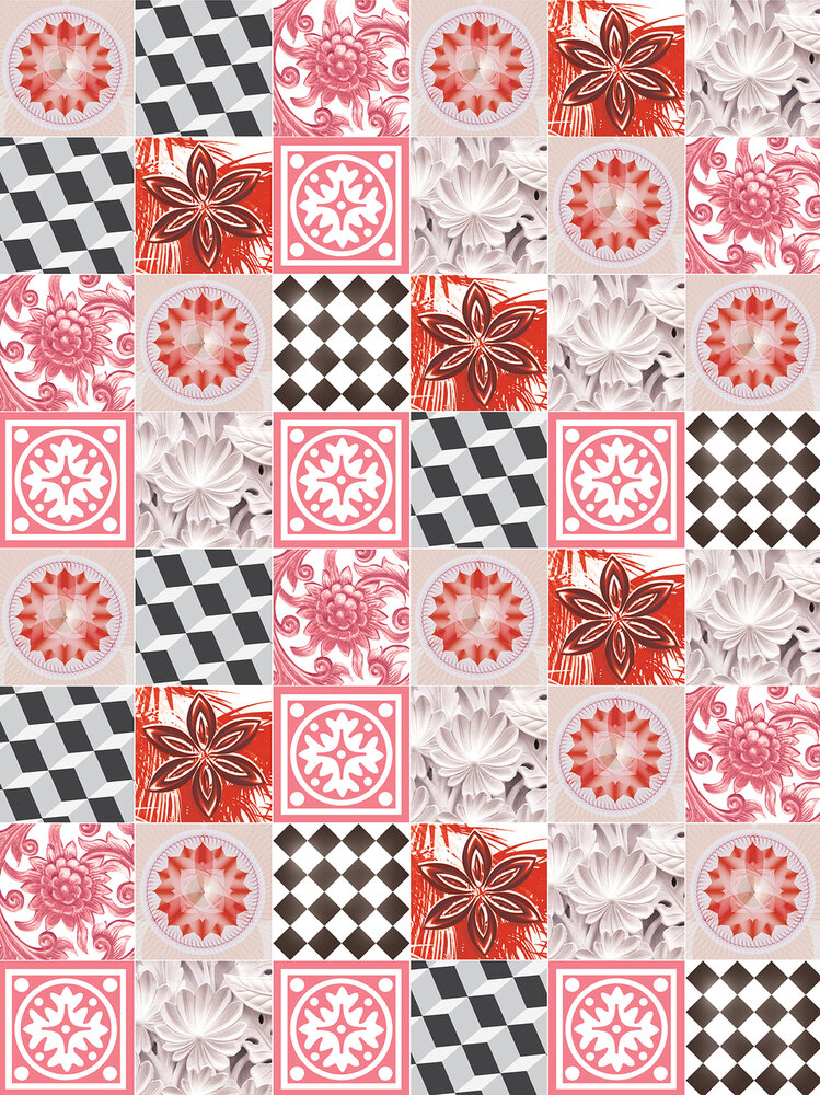 Pink Tiles Mosaic Photo Wall Mural 10703VEA