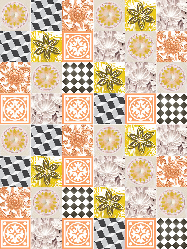 Orange Tiles Mosaic Photo Wall Mural 10704VEA