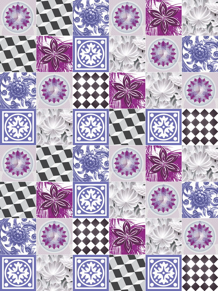 Purple Tiles Mosaic Photo Wall Mural 10708VEA