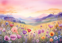 Klaprozen Bergen Fotobehang 15018