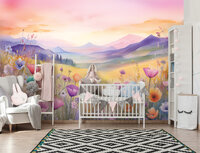 Klaprozen Bergen Fotobehang 15018