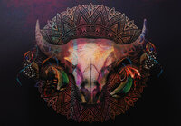 Mandala Bull Wall Mural 14309