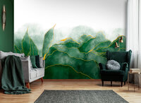 Watercolor Green Leaves Wall Mural 14127