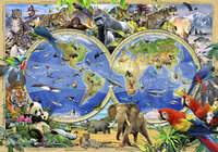 Wereldkaart Dieren Fotobehang 12842P8