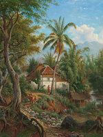 Landschap in Nederlands-Indi&euml; Maurits van den Kerkhoff 1858 - 1908 RM72 