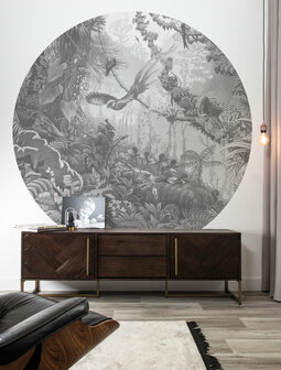 KEK Wallpaper Circle XL Tropical landscapes zw/w BC-081 (Free Glue Included!)