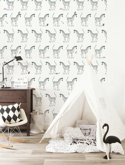 KEK Wallpaper Zebra white WP-124 (Free Glue Included!)