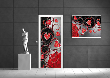 Red Hearts Art Abstract Door Mural Photo Wallpaper 303VET