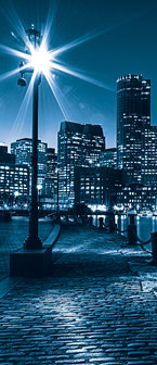 City and Skyscrapers at Night Door Mural Photo Wallpaper 283VET