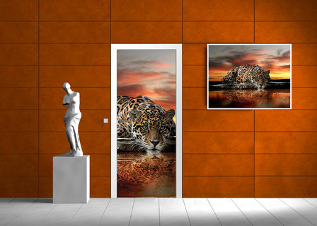 Jaguar Against the Setting Sun Door Mural Photo Wallpaper 126VET