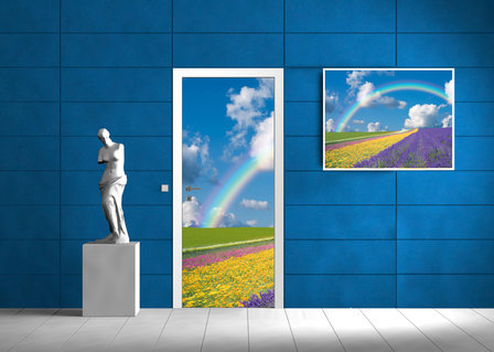 Flowers Rainbow Sky Abstract Door Mural Photo Wallpaper 018VET