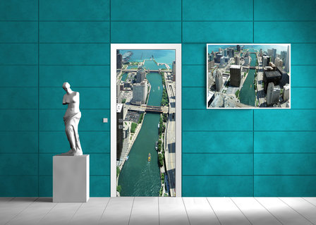 Urban City Skyline Door Mural Photo Wallpaper 148VET
