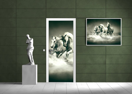 Unicorns Galloping on Water Door Mural Photo Wallpaper 430VET
