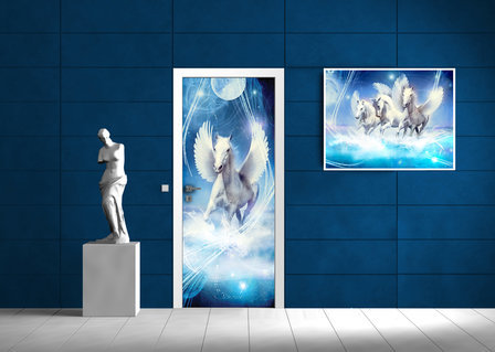 Pegasus on Blue Background Door Mural Photo Wallpaper 588VET