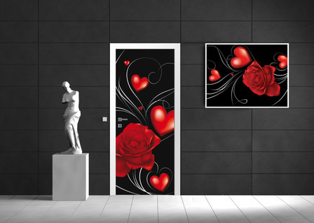 Red Hearts Art Abstract Door Mural Photo Wallpaper 299VET
