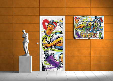 Colourful Graffiti Door Mural Photo Wallpaper 1399VET