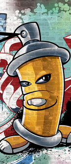 Yellow Graffiti Spray Paint Can Door Mural Photo Wallpaper 1397VET