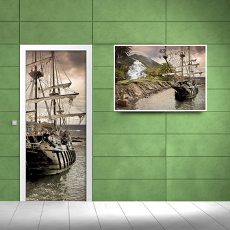 Pirate Ship Door Mural Photo Wallpaper 2050VET