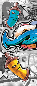 Colourful Graffiti on Gray Door Mural Photo Wallpaper 2294VET
