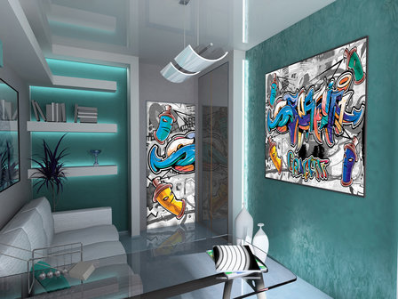 Colourful Graffiti on Gray Door Mural Photo Wallpaper 2294VET