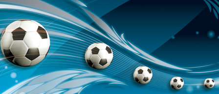 Footballs on Blue Background Door Mural Photo Wallpaper 3385VET