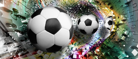 Footballs in 3D Puzzle Tunnel Door Mural Photo Wallpaper 3381VET