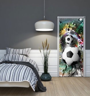 Footballs in 3D Puzzle Tunnel Door Mural Photo Wallpaper 3381VET