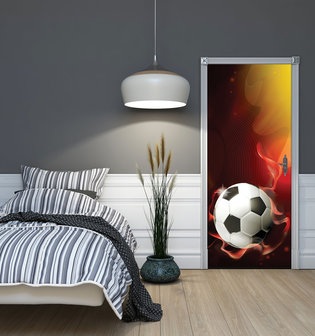 Football on Red Background Door Mural Photo Wallpaper 3384VET