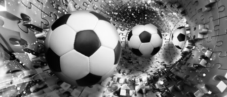 Footballs in 3D Puzzle Tunnel Door Mural Photo Wallpaper 3382VET