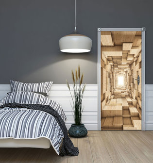3D Wooden Tunnel Door Mural Photo Wallpaper 3247VET