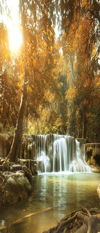 Waterfall in the Autumn Forest Door Mural Photo Wallpaper 10470VET