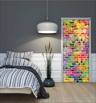 Graffiti - Colourful Bricks Door Mural Photo Wallpaper 3469VET