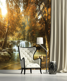 Waterfall in the Autumn Forest Photo Wall Mural 10470VEA