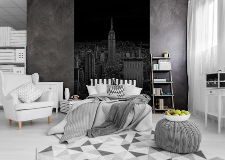 Black and White Sketch of City Photo Wall Mural 10687VEA